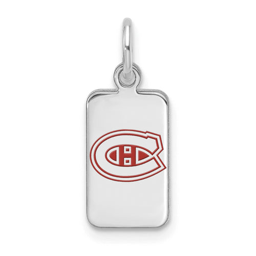 Sterling Silver Rhod-pl NHL LogoArt Montreal Canadiens Enamel Tag Pendant