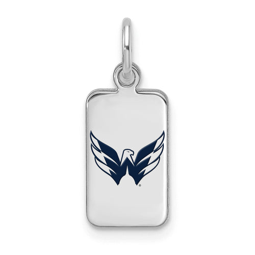 Sterling Silver Rhod-pl NHL LogoArt Washington Capitals Enamel Tag Pendant