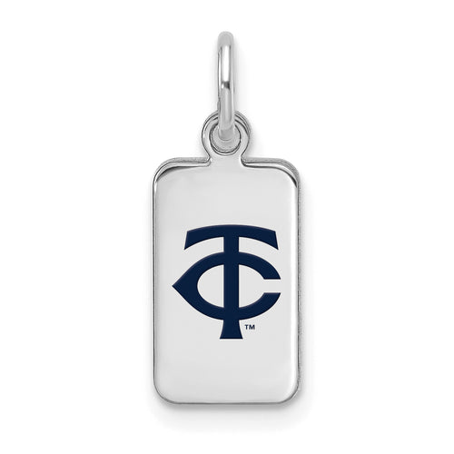 Sterling Silver Rhod-pl MLB LogoArt Minnesota Twins Enamel Tag Pendant