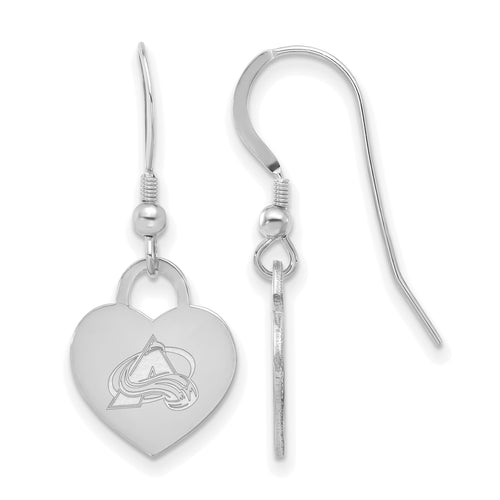 Sterling Silver Rhod-pl NHL LogoArt Colorado Avalanche Heart Dangle Earring