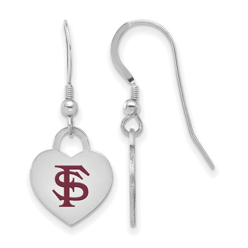 Sterling Silver Florida State University Enamel Heart Dangle