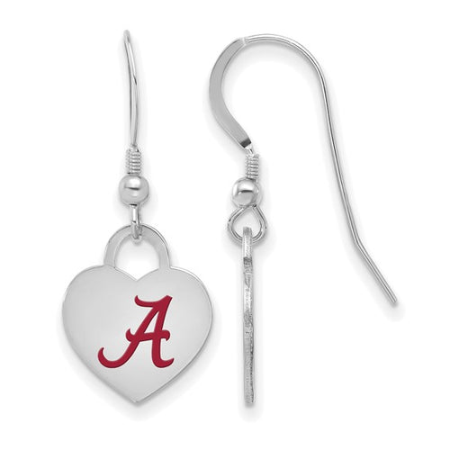 Silver University of Alabama Enamel Heart Dangle E