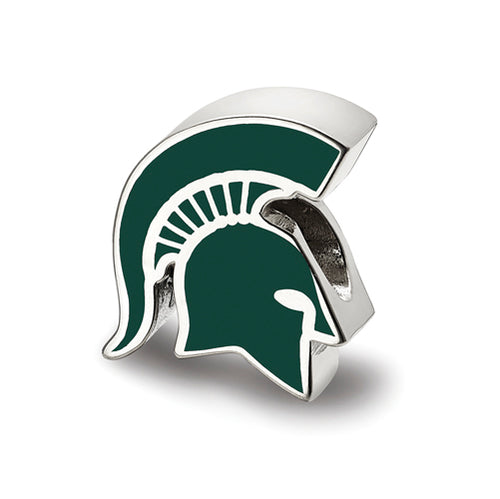 SS Michigan State U Spartan Head Enameled Logo Bead