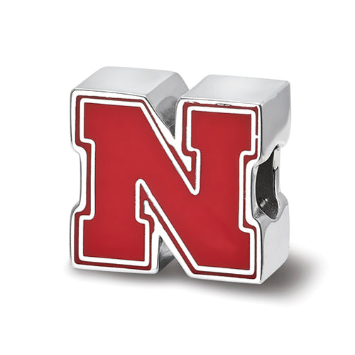 SS University of Nebraska N Enameled Bead