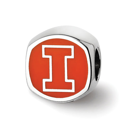 SS University Of Illinois Cushion Shaped Enameled Bead