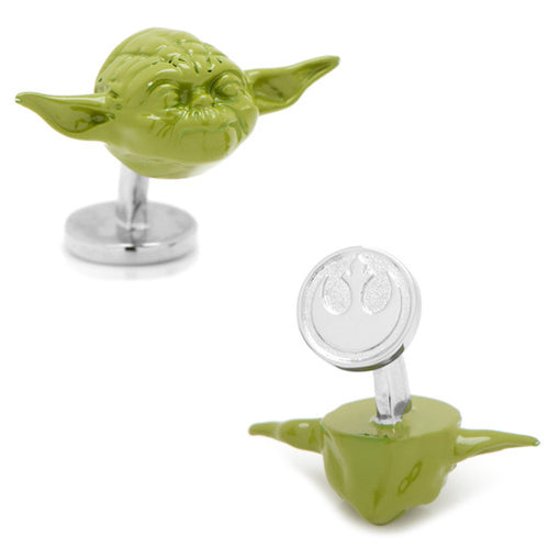 3D Green Yoda Head Cufflinks