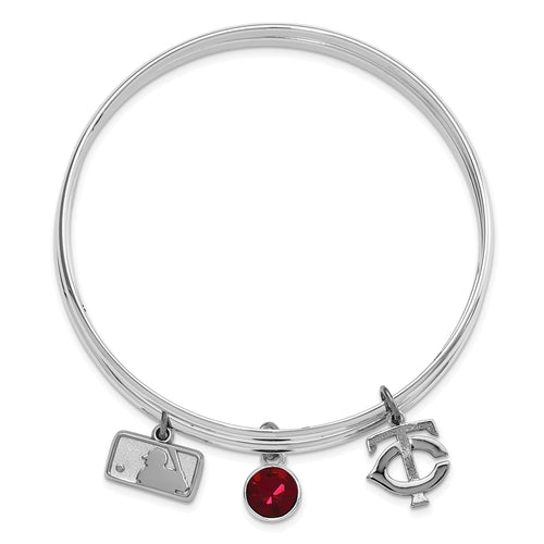 MLB Minnesota Twins Red Crystal Slip On Charm Triple Bracelet Set