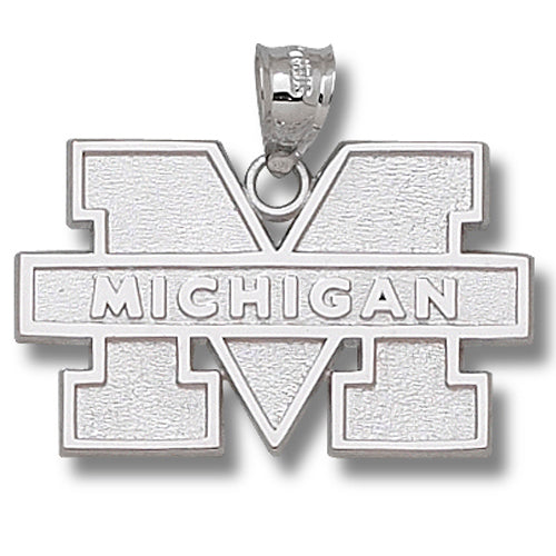 University of Michigan M MICHIGAN Silver Pendant