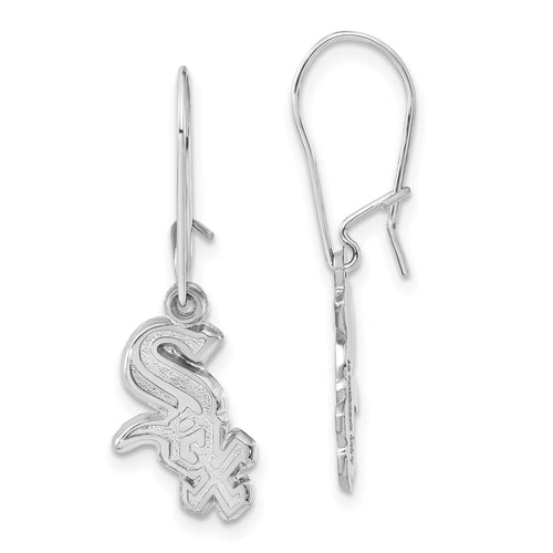 Sterling Silver MLB Chicago White Sox Polished Logo Dangle Earrings