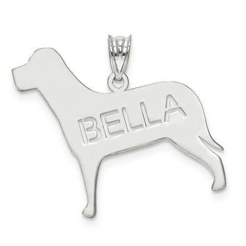 Sterling Silver Rhodium-plated Laser Polished Dog Name Pendant