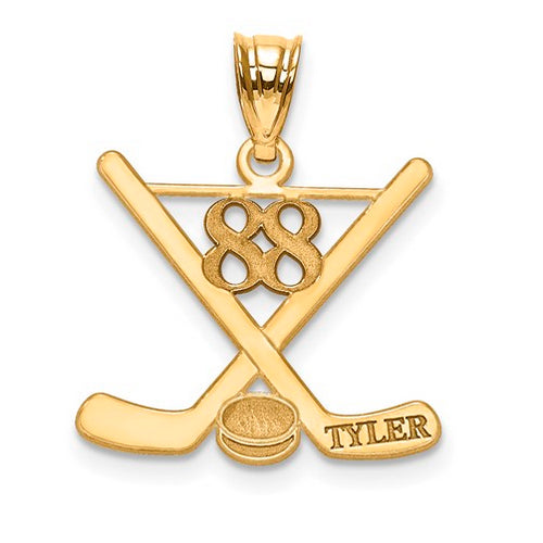 GP Laser Polished Name And Number Hockey Pendant