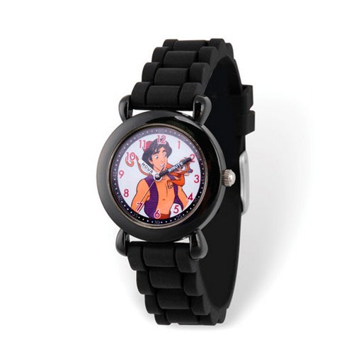 Disney Kids Aladdin/Abu Time Teacher Black Silicone Band Watch