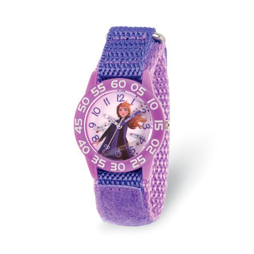 Disney Kids Frozen II Anna Time Teacher Purple Nylon Band Watch