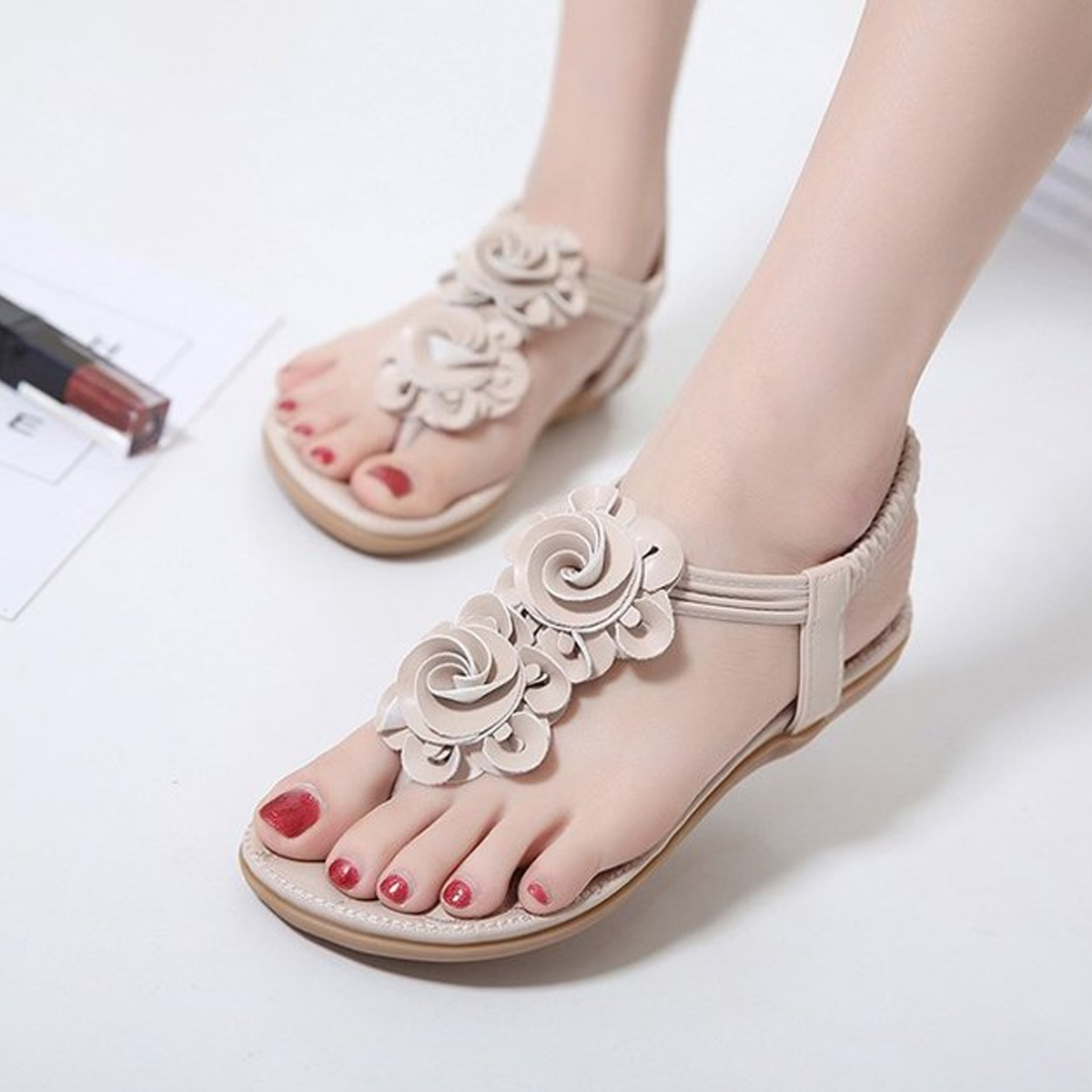 Flower Casual Beach Female Flat Sandals – Comfy Sandals
