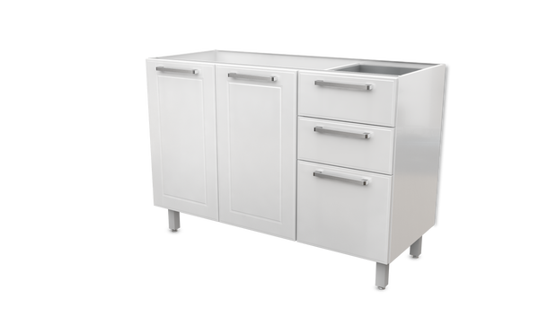 White Base Steel Kitchen Cabinet 48 W X 24 Deep 3 Doors 2
