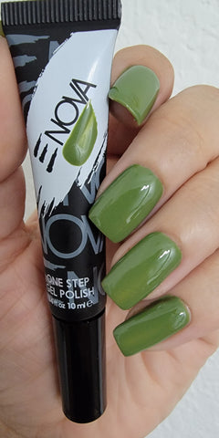 Olive green one-step gel nail polish