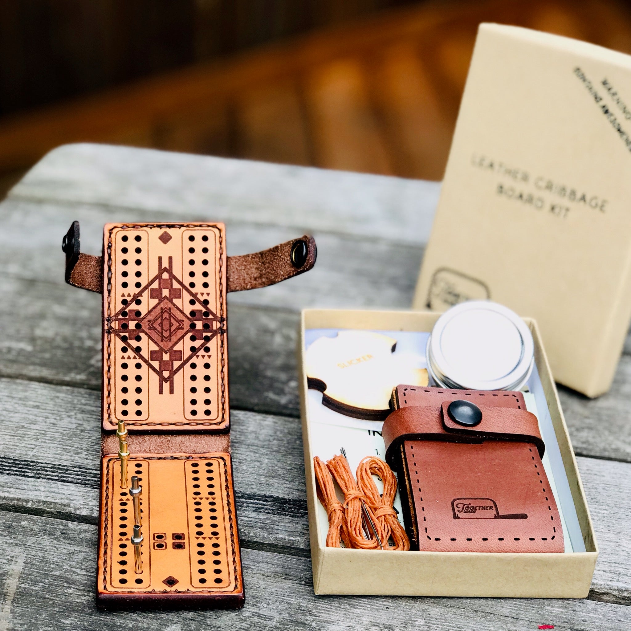 Togethermade Leather Travel Cribbage Board