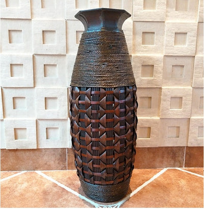 Antique Large Floor Vase Wood Bamboo Big Flower Pot For Wedding Decoration