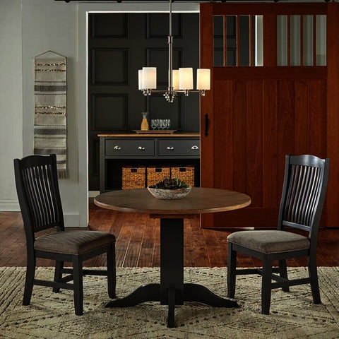 A-America Port Townsend 4 Piece Double Drop Leaf Dining Room Set in Gull Grey & Seaside Pine