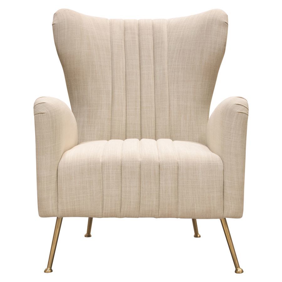 Diamond Sofa Ava Chair in Sand Linen Fabric w/ Gold Leg