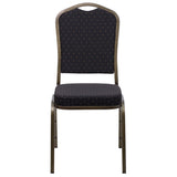 Flash Furniture Hercules Series Crown Back Stacking Banquet Chair w/ Black Patterned Fabric Seat - Gold Vein Frame - FD-C01-GOLDVEIN-S0806-GG
