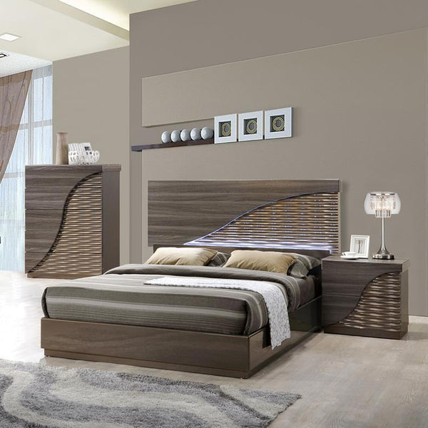 Global Furniture North 3 Piece Platform Bedroom Set In Zebra Wood