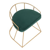 Lumisource Canary Glam/Contemporary Vanity Stool in Gold Metal & Green Velvet