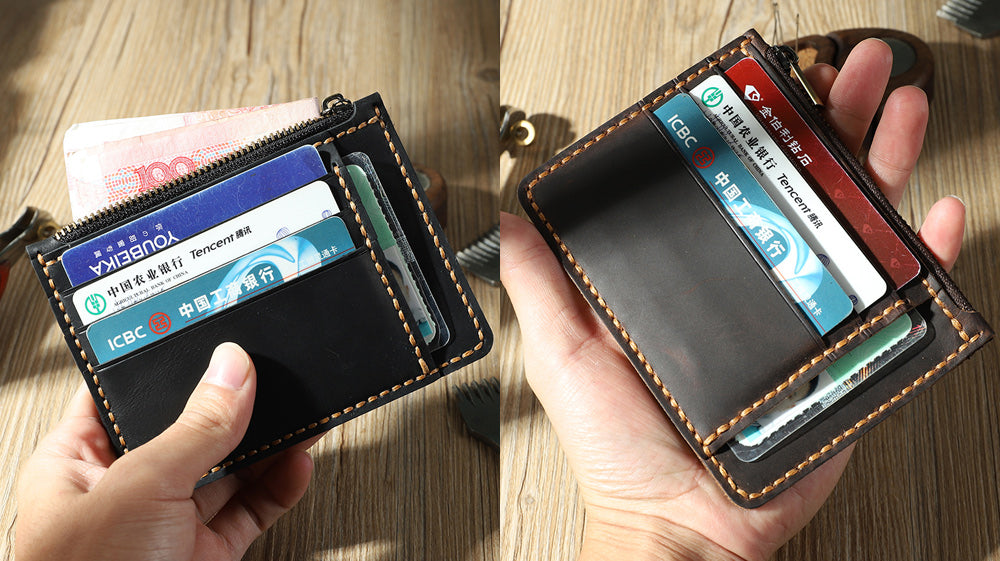 Handmade Leather Slim Front Pocket Cards Wallet