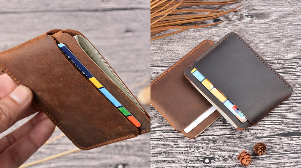 Vintage Leather Slim Cards Holder Front Pocket Wallet