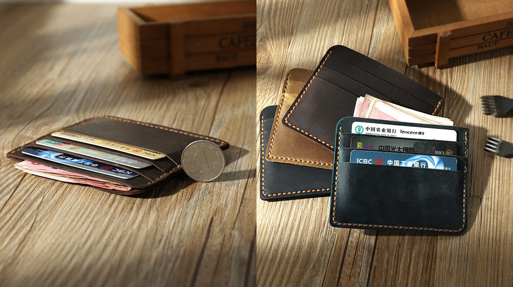 Handmade Leather Slim Front Pocket Wallet Card Holder