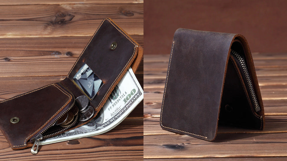 Vintage Snap Leather Billfold Front Pocket Wallet