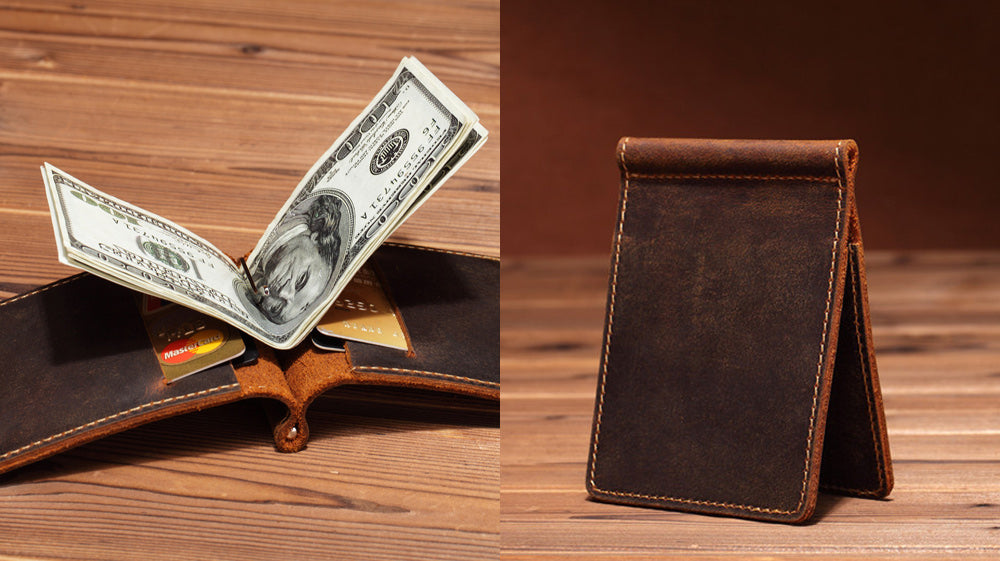 Vintage Slim Leather Front Pocket Wallet With Money Clip