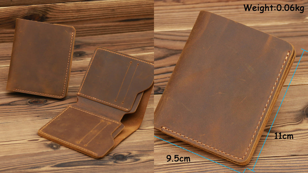 Vintage Slim Leather Bifold Front Pocket Wallet 