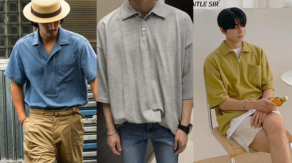 Summer Men Zipper Loose Short Sleeve Shirt Jacket Korean Style Man