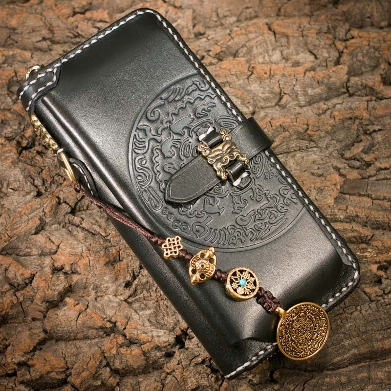 Handmade Leather Mens Chain Biker Wallet Cool Leather Wallet Long Phon – iwalletsmen