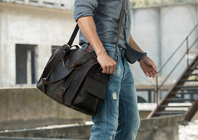 Cool Vintage Leather Mens Weekender Bag Travel Bags Shoulder Bags for ...