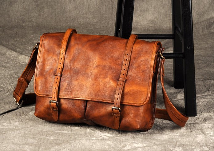 Genuine Leather Mens Cool Messenger Bag Shoulder Bag Chest Bag Bike Ba ...