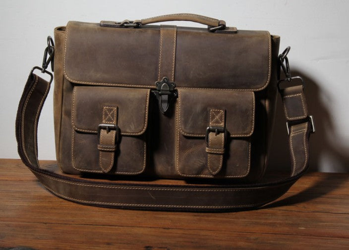 Handmade Leather Mens Cool Messenger Bag Work Bag Backpack Travel Bag ...