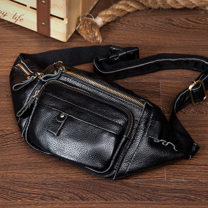 Leather Fanny Pack Mens Waist Bag Hip Pack Belt Bag Bumbag for Men – iwalletsmen