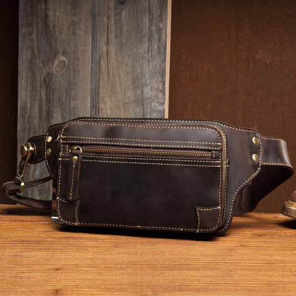 Vintage Leather Fanny Pack Mens Waist Bag Hip Pack Belt Bag Bumbag for ...