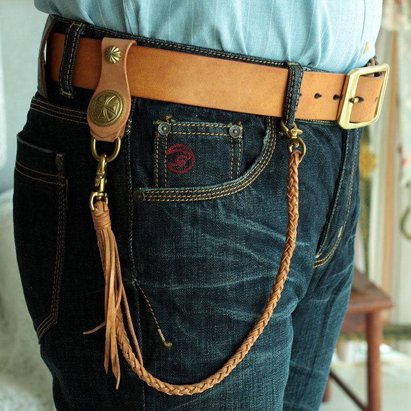 Cool Men&#39;s handmade Braided Chain Biker Wallet Chain Leather Pants For – iwalletsmen