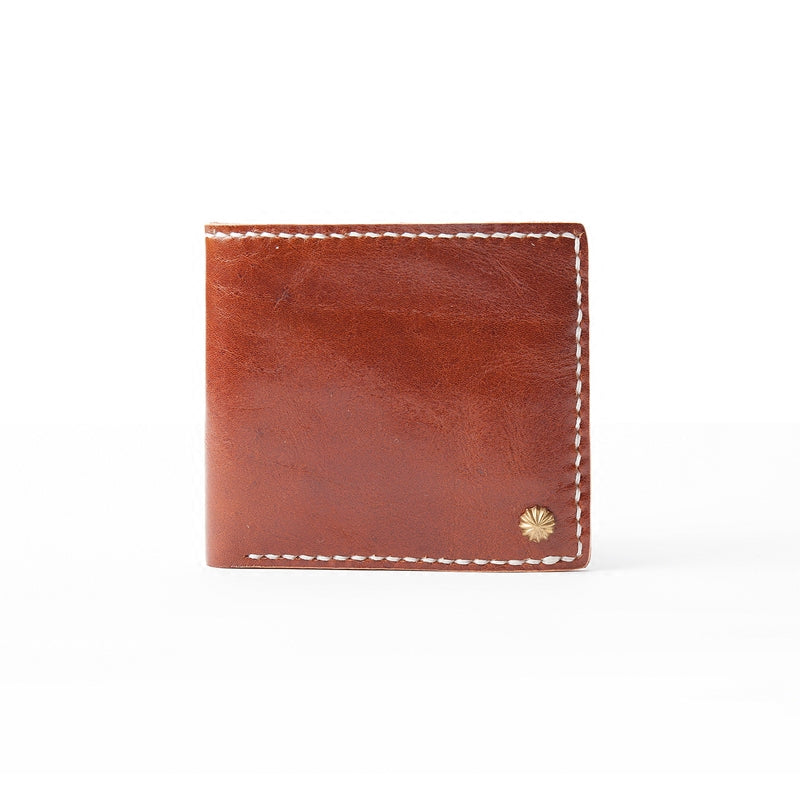 Red Brown Handmade Leather Mens billfold Wallet Bifold Small Wallets F ...