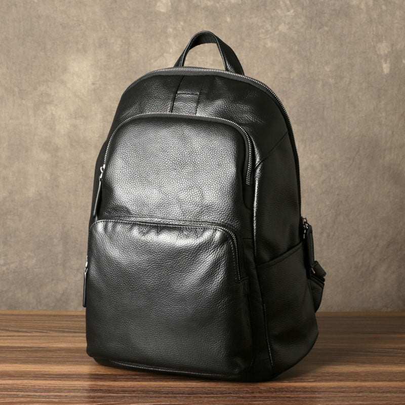 Genuine Leather Mens Cool Backpack Sling Bag Large Black Travel Bag Hi ...