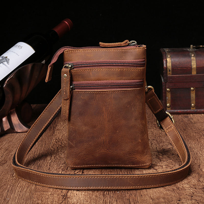Vintage Leather Men's CELL PHONE HOLSTER Belt Pouch Waist Small Side B ...