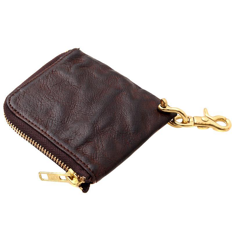 Cool Coffee Leather Mens Small Biker Chain Wallets Front Pocket Chain ...