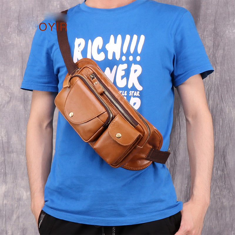 brown leather fanny pack