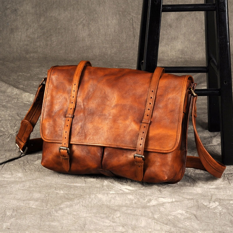 Genuine Leather Mens Cool Messenger Bag Shoulder Bag Chest Bag Bike Ba ...