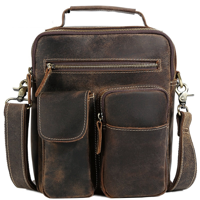 Casual Vintage Leather Mens Small Side Bag Small Messenger bag Small C ...