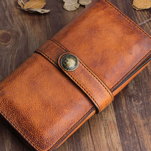 mens long leather wallet