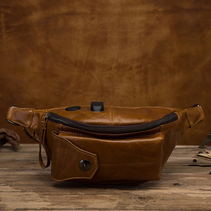 Vintage Brown Leather Men's Fanny Packs Hip Pack Waist Bag For Men ...